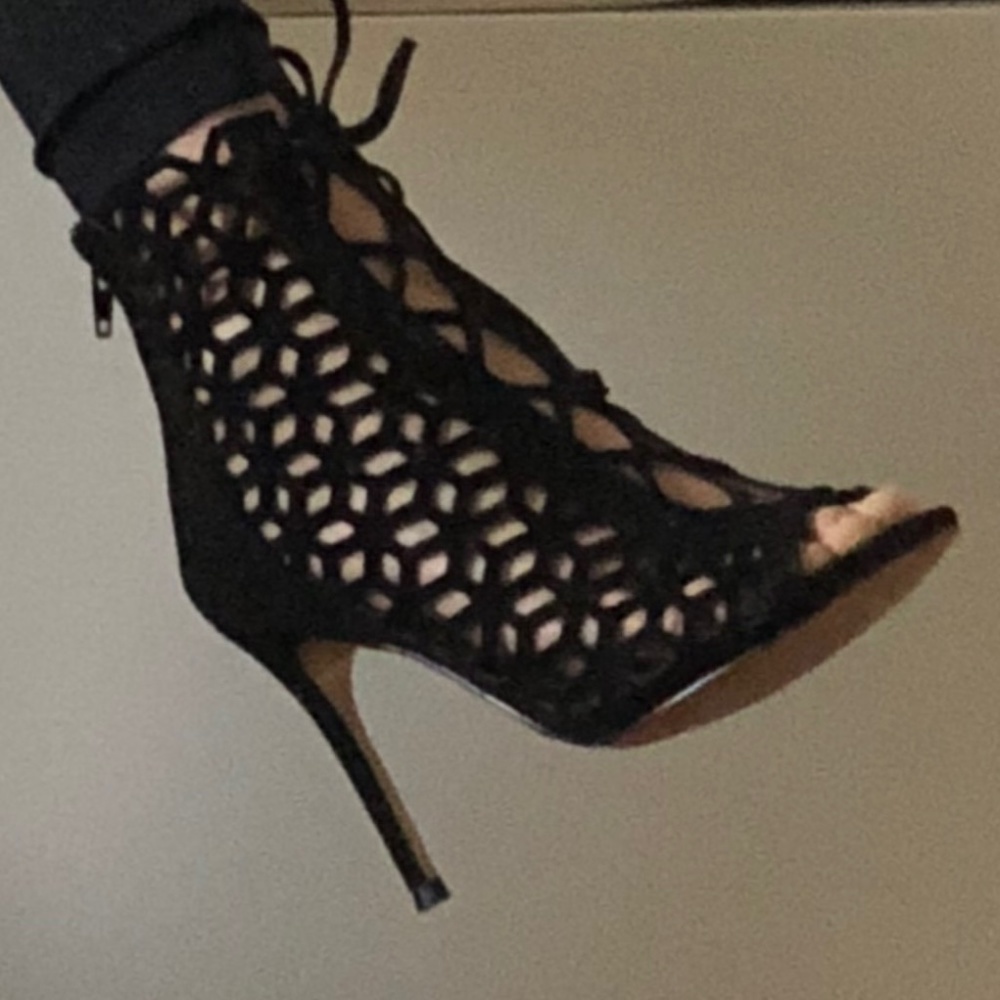 BCBG Faux-Suede Cage Bootie